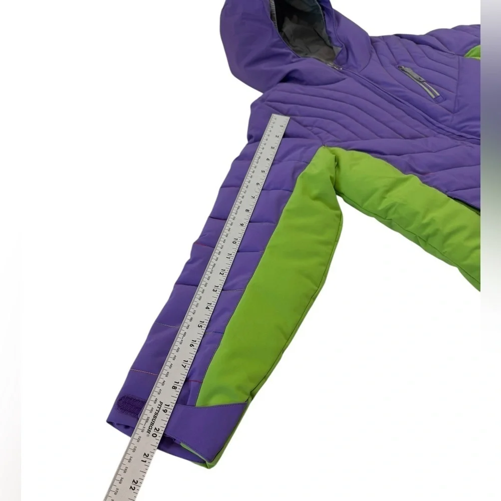 Spyder Girls Puffer Jacket Purple Green Hooded Size 16